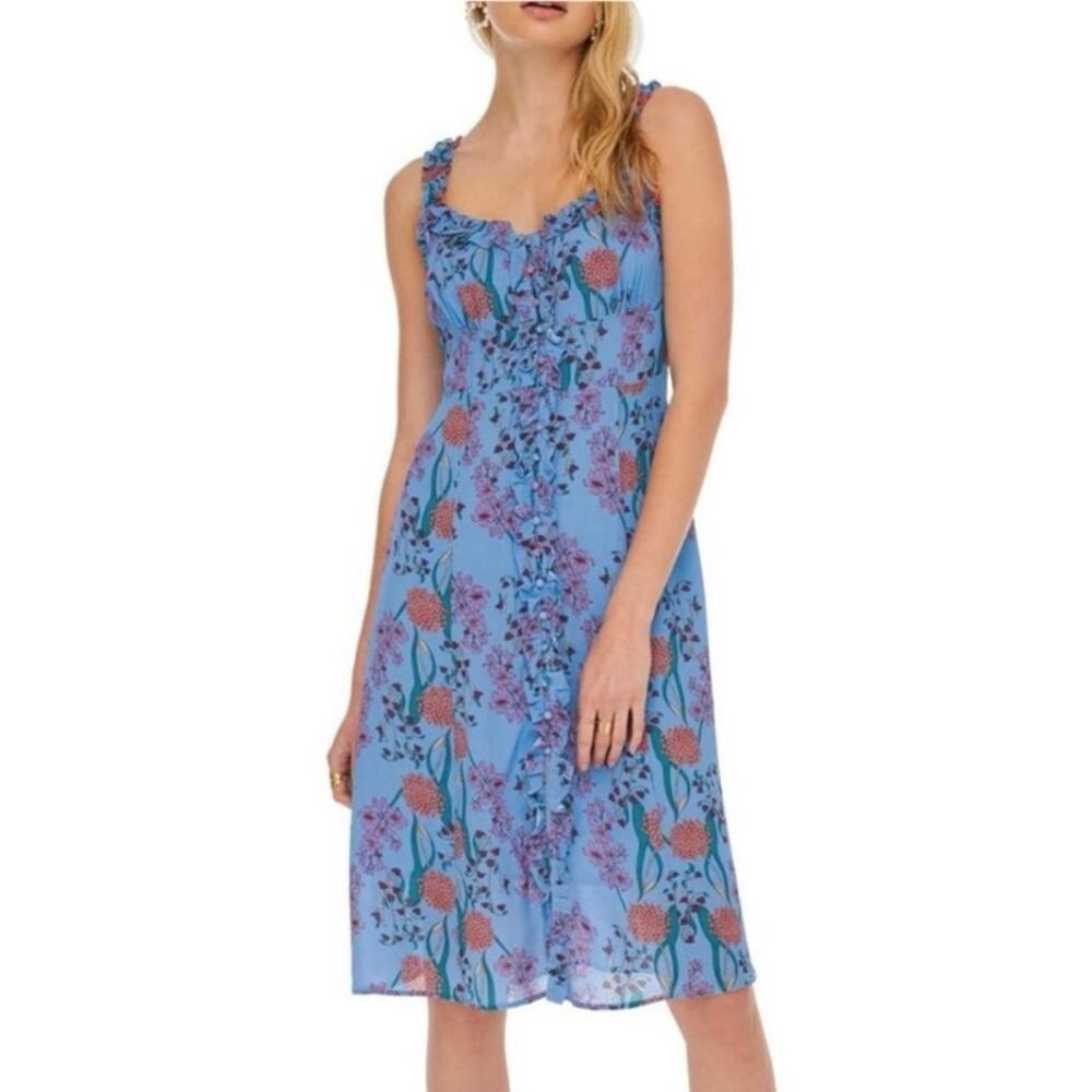 ASTR The Label blended blue knee length crepe sundress tea dress M medium - Picture 16 of 16